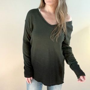 AMERICAN EAGLE Green-Black Ombre caged back long sleeve top size XS